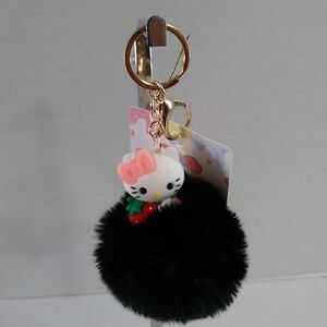 Hello Kitty Black Pom Pom Keychain *NWT*